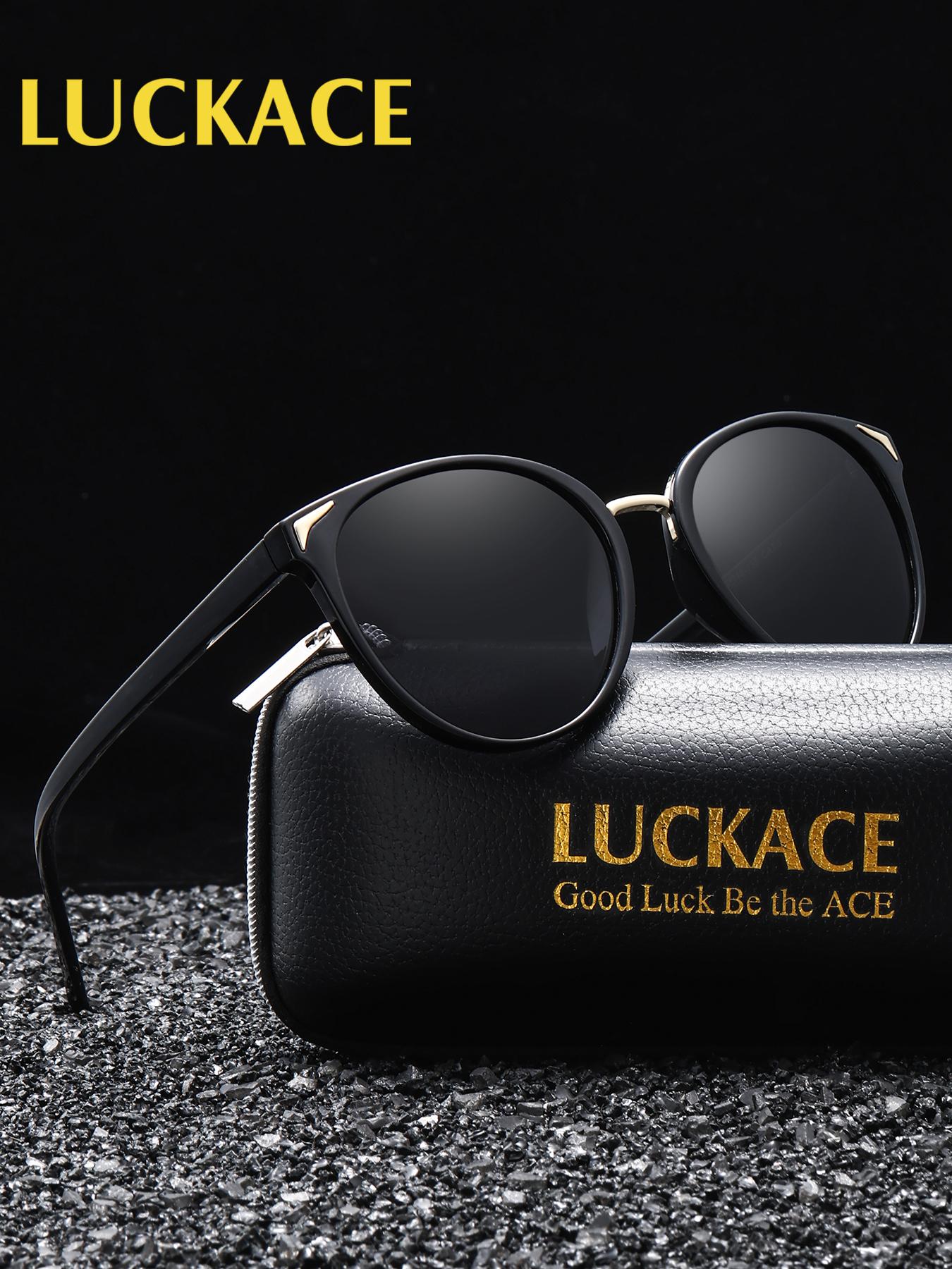 Luckace Men's Polarized Sunglasses, Tac Lens, Round Frame, UV Protection, Lightweight, Comfortable, Ideal for Outdoor Activities, Gift-Ready