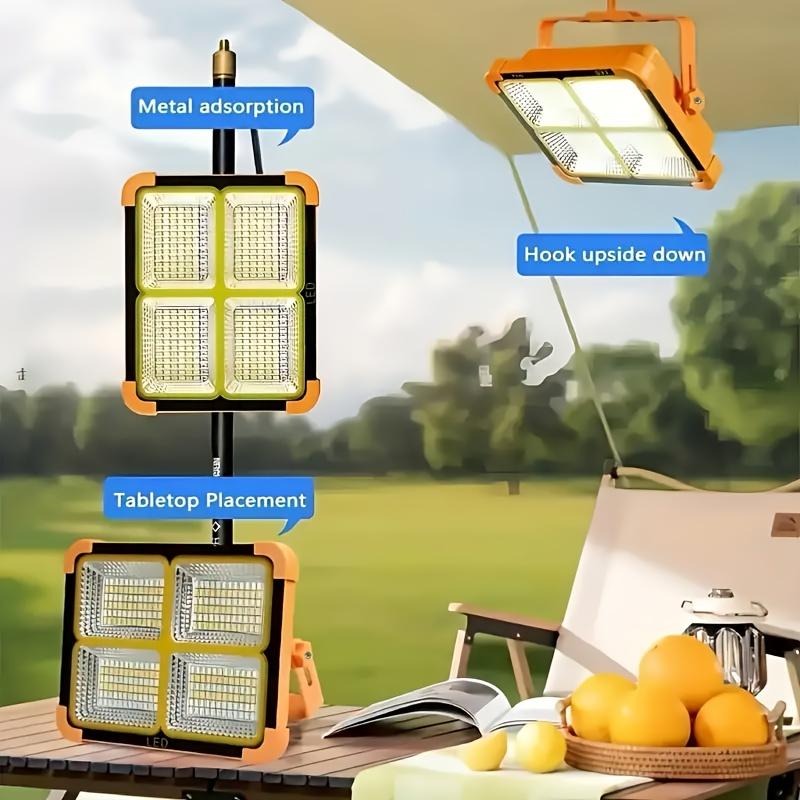 Solar Rechargeable Work Light, IP66 Waterproof LED Floor Light with Stepless Brightness for Mechanic Camping Fishing Car Repair Emergency Worklight for Hurricane