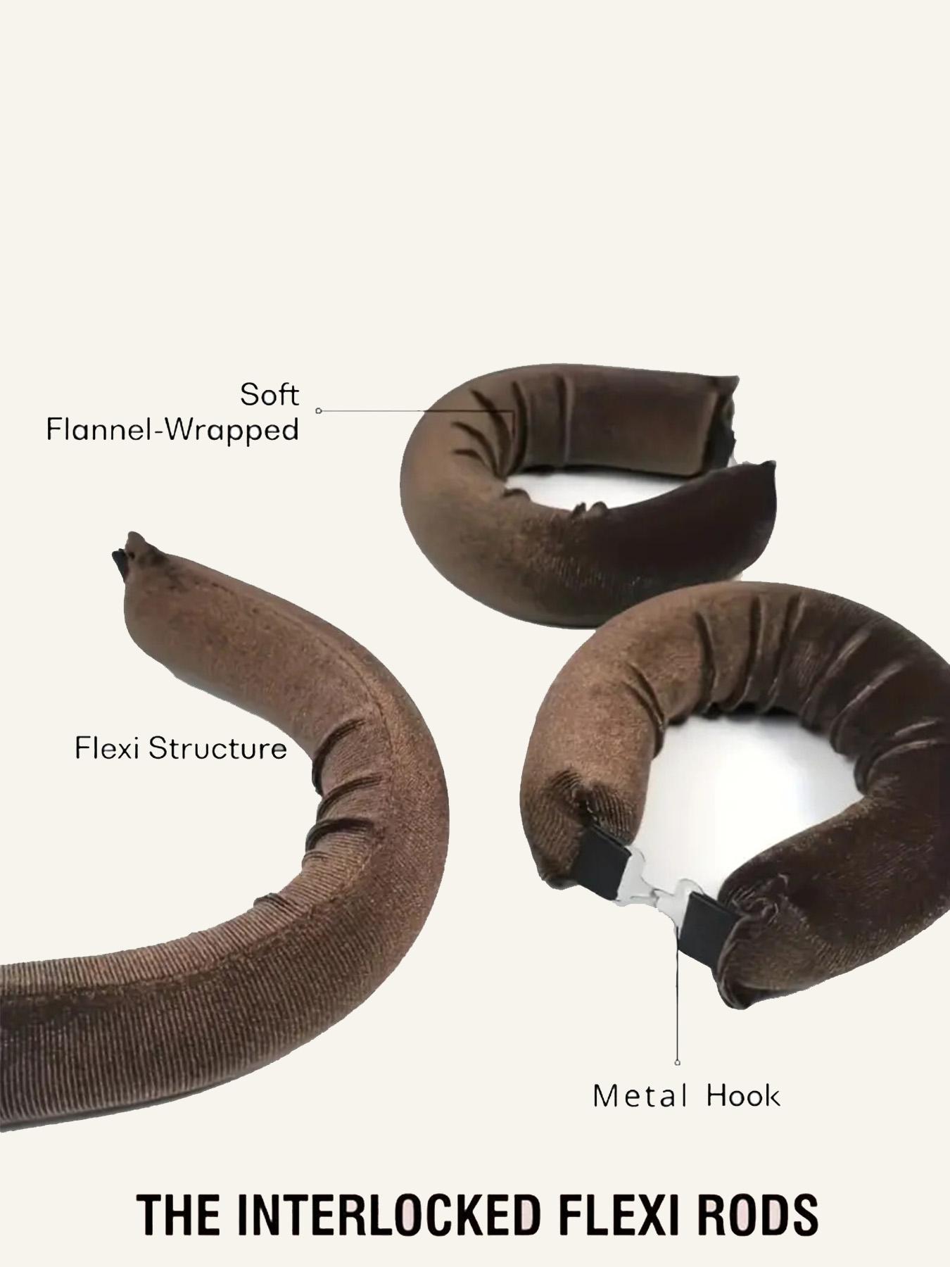 4pcs Curling Hair Set, Satin No-Heat Hair Curlers, Hair Curling Wand And Curling Iron, Suitable For Overnight Use, High Rebound Rubber Filling, Softer And More Durable,Hair Curlers,Curly Hair Brush,Rollers,Curly Hair Products No Damage Brushed Fabric Gift