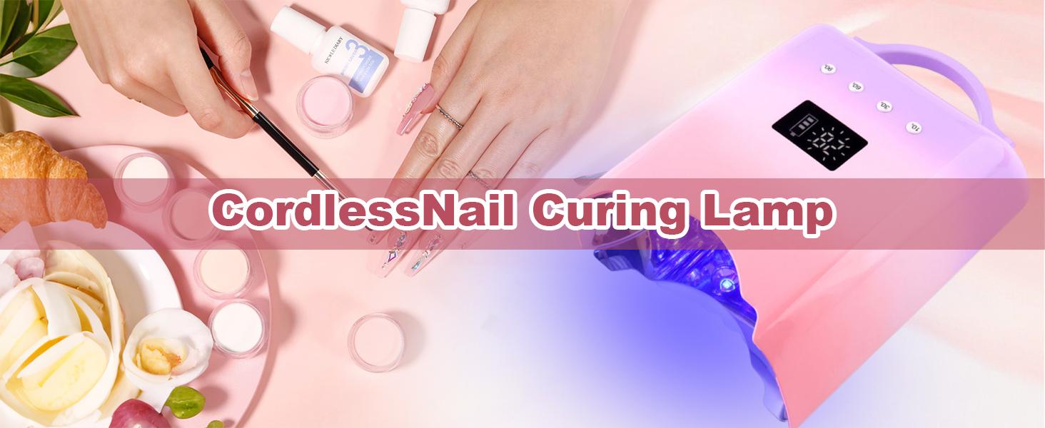 NEO Cordless & Rechargeable Nail Curing Lamp 78W with 4 LCD Time Display Timer, Auto Sensor, and Spacious Interior for All Hand Sizes and Nail Lengths (Gradient Purple Pink/Gradient Pink Gold/Metallic Rose Gold),Infrared Sensor Nail Dryer Lamp