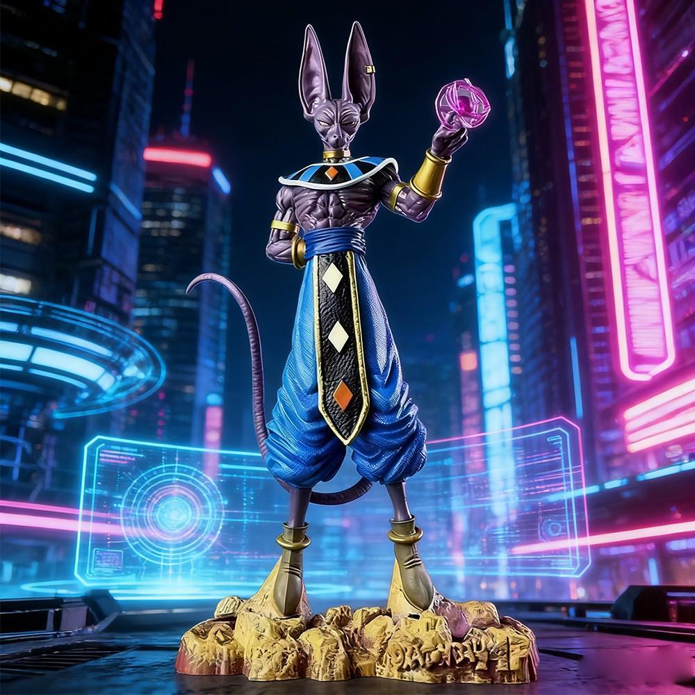 1 Pieces Dragon Ball Super Beerus Figure! God of Destruction Energy Ball Pose with Cyberpunk Scene，Unboxing Beerus Statue! Must-Have DBZ Collectible for Dragon Ball Fans ，Perfect Desk Decor for Dragon Ball Otakus