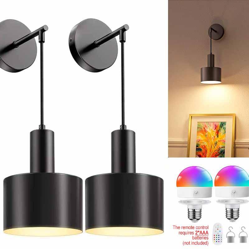 2 Piece LED Rechargeable Wall Light Set, Modern Iron Art Wall Lamp, RGB Remote Control Indoor Decor Lighting, Modern Mood Lighting