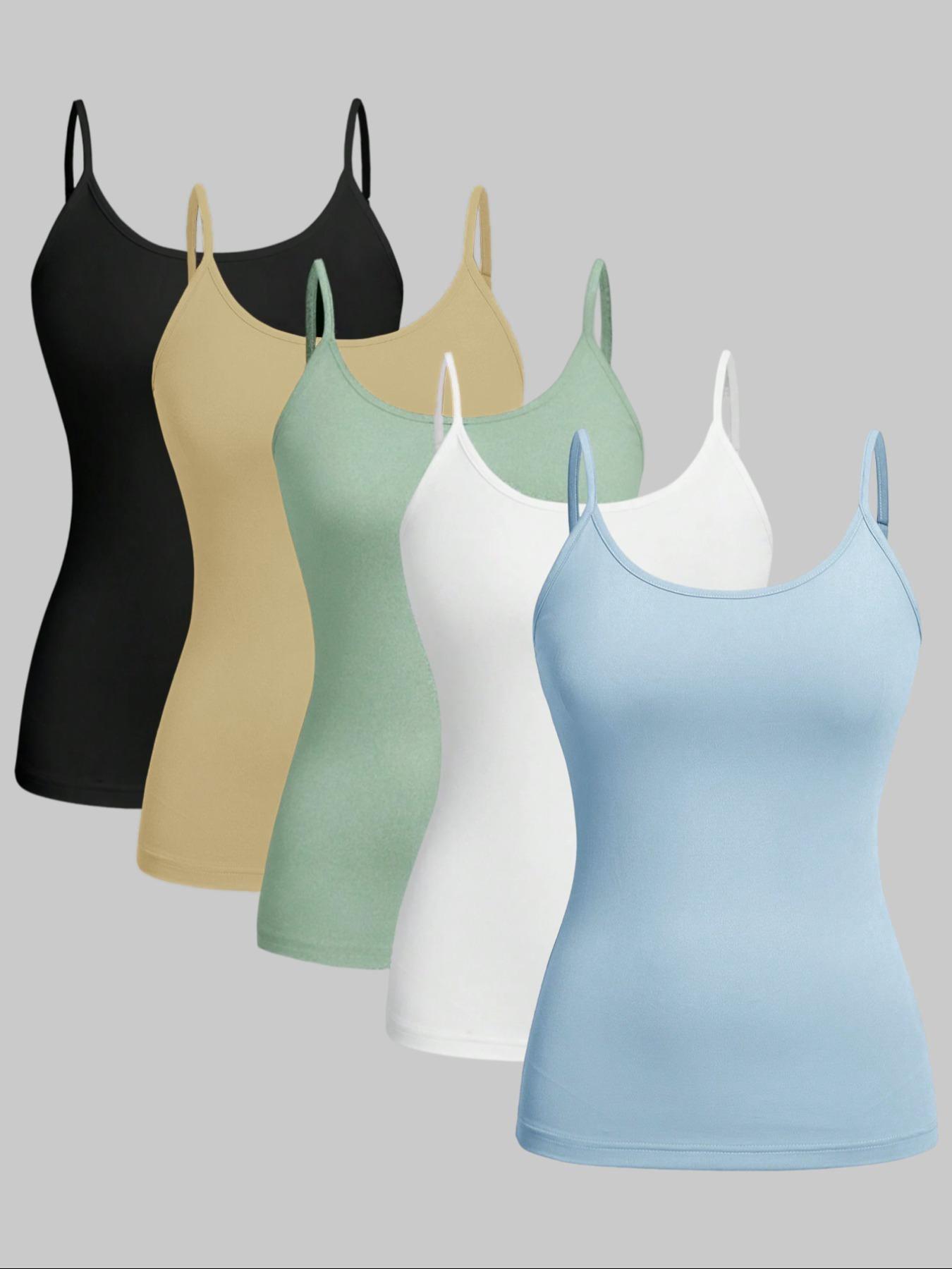 Women's Solid Color Adjustable Spaghetti Strap Cami Top, Casual Sleeveless Top for Daily Wear, Ladies Clothes for All Seasons, Womenswear
