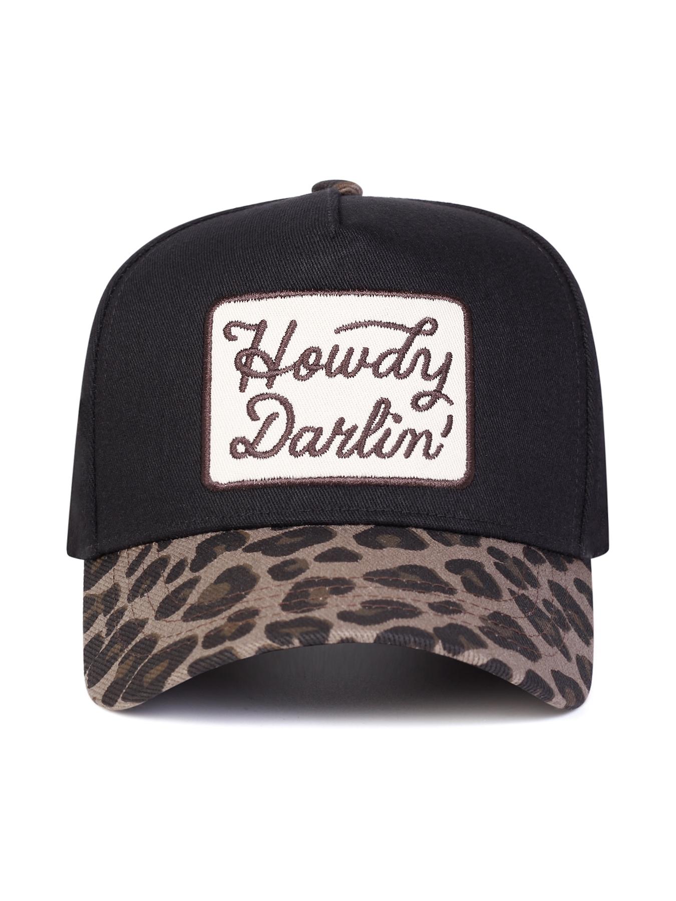 Unisex Adjustable Baseball Cap, Howdy Darlin Letter Embroidery Design, Casual Fitted Woven Fabric Hat for Spring & Fall Outdoor Activities, Camo Dad Hat, Embroidered Hat