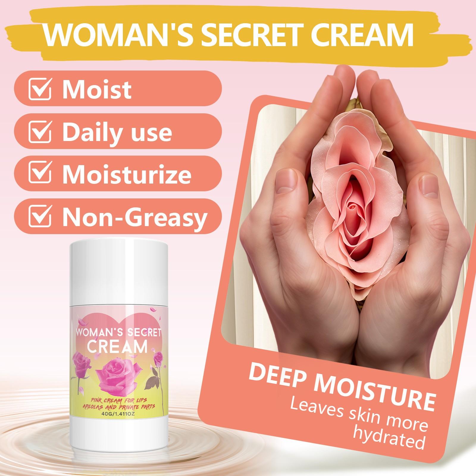 Women's Secret Cream, Radiance Cream, Moisturizer With Vitamin E & Rose Extract, Brightening & Translucent Skin, Improves Rough Skin Texture, Odor Control Formula, Moisturizing, Hydrating, Fresh Scent For All Skin Types, Christmas Gift For Women-40G