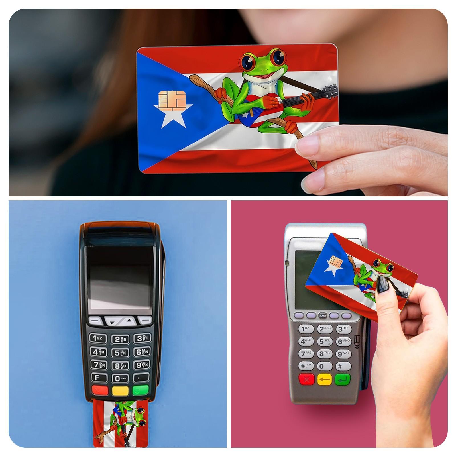 Frog Design Credit Card Skin Sticker, 4 Counts/Set Thin Waterproof & Scratch Resistant Credit Card Decal, Personalized Bank Card Decorative Sticker