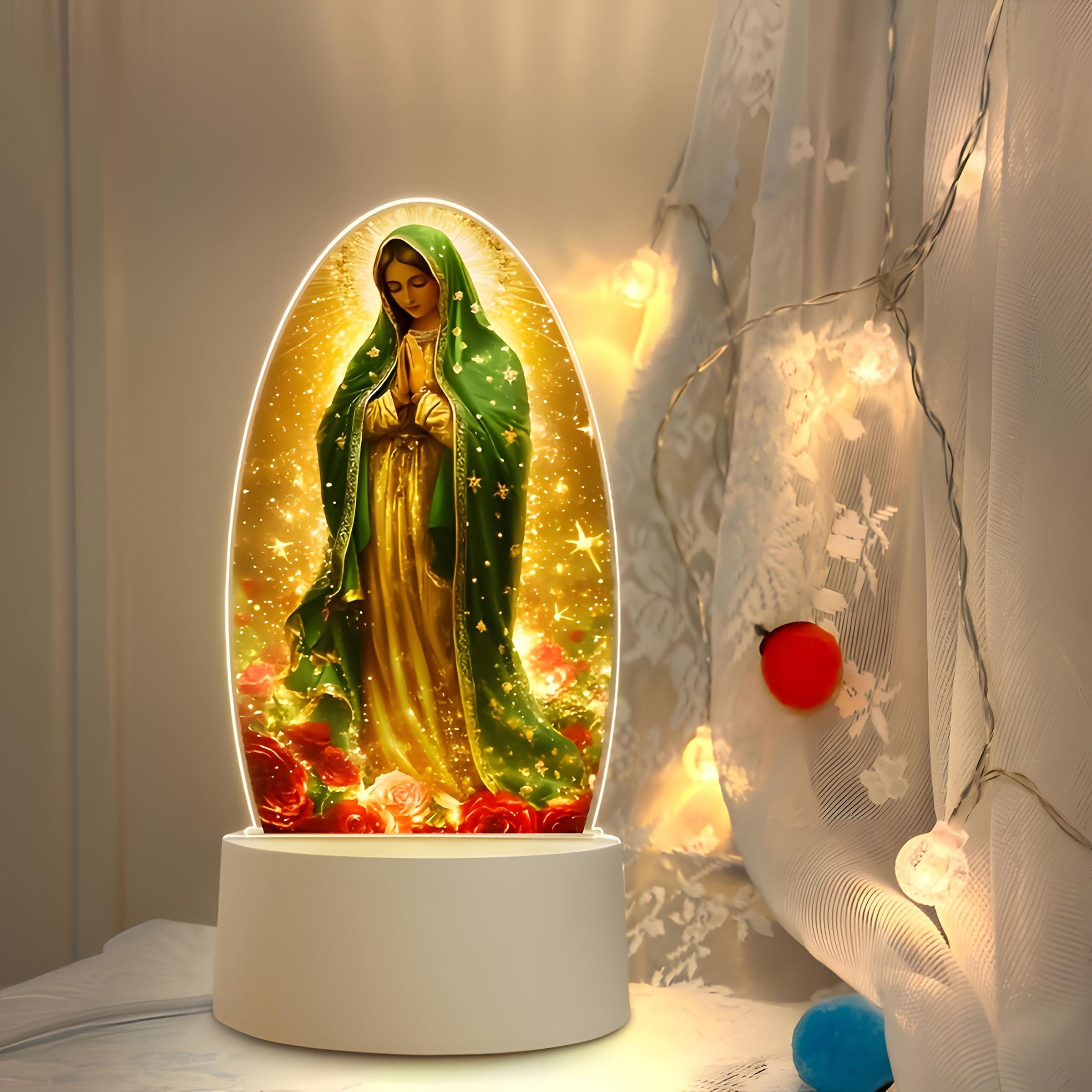 Guadalupe Virgin Prayer Lamp, USB-Powered Warm Light for Religious Home Decor, Prayer Room Decor, Baptism and Gifts, Creates a Spiritual Ambiance #GLOBAL PICKS detail 6