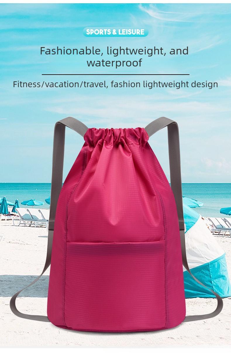 Printed polyester bundle mouth bag travel backpack bag Oxford cloth convenient drawstring storage bag