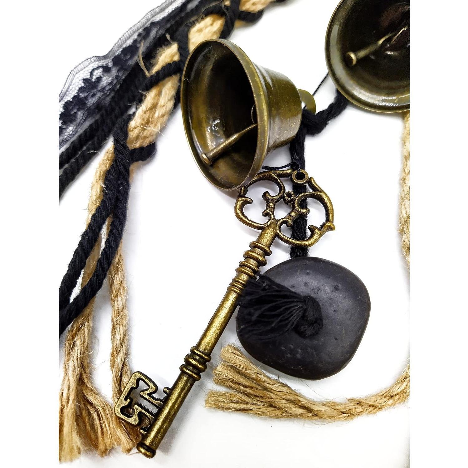 Bells for Magic  Protection - Hmade Witchy Décor for Door Knob to Attract Positive Energy  Banish Negativity - Witchy Gifts for Women -  Aesthetic with Iron Key  Tourmaline