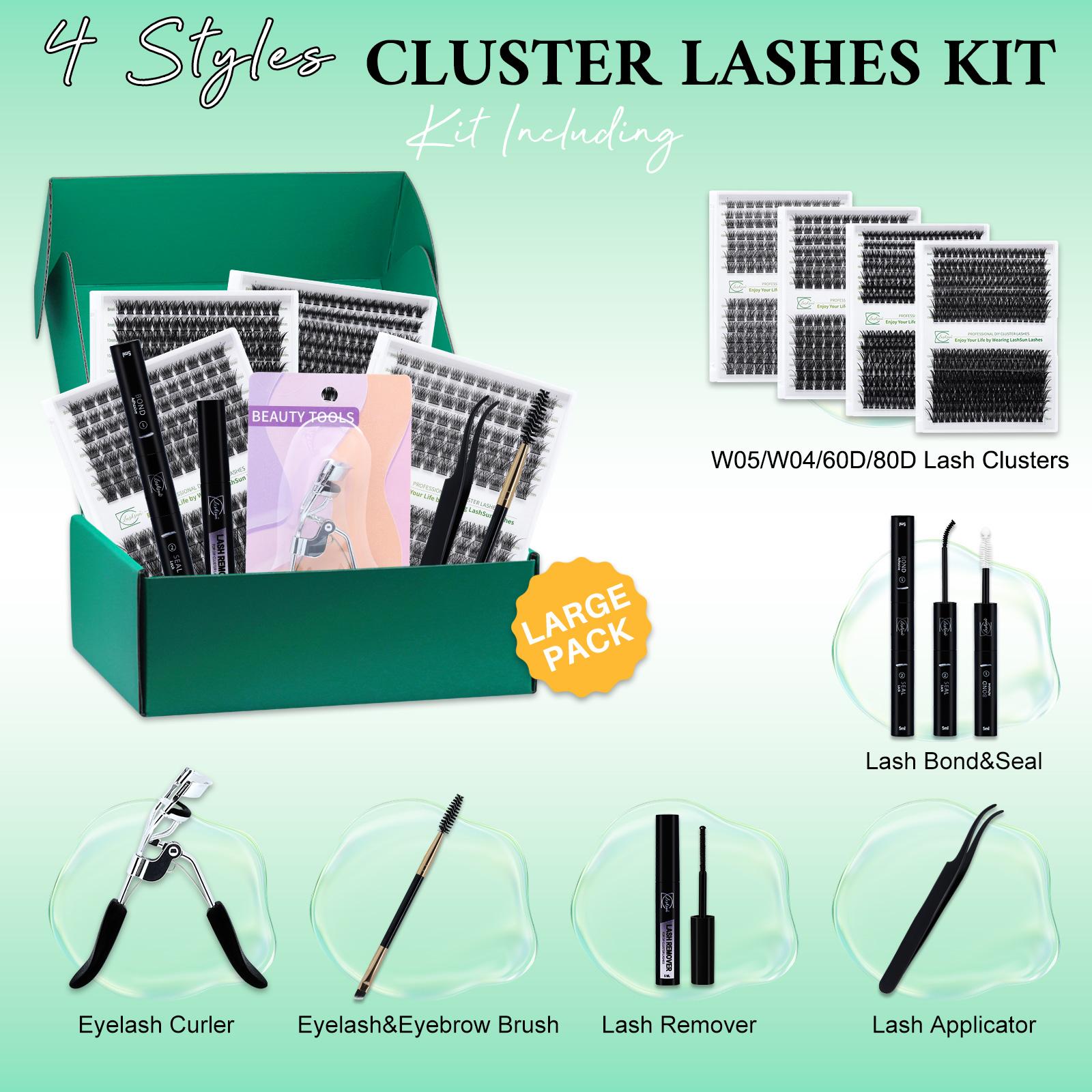 Individual False Eyelashes Set, 8-16mm Wispy False Eyelashes, Eyelash Clusters, with Bond&Seal Eyelash Extension Glue Lash Remover Lash Brush Lash Curler Lash Applicator, Cosmetic Eyelash Extension, DIY Eyelash Extensions