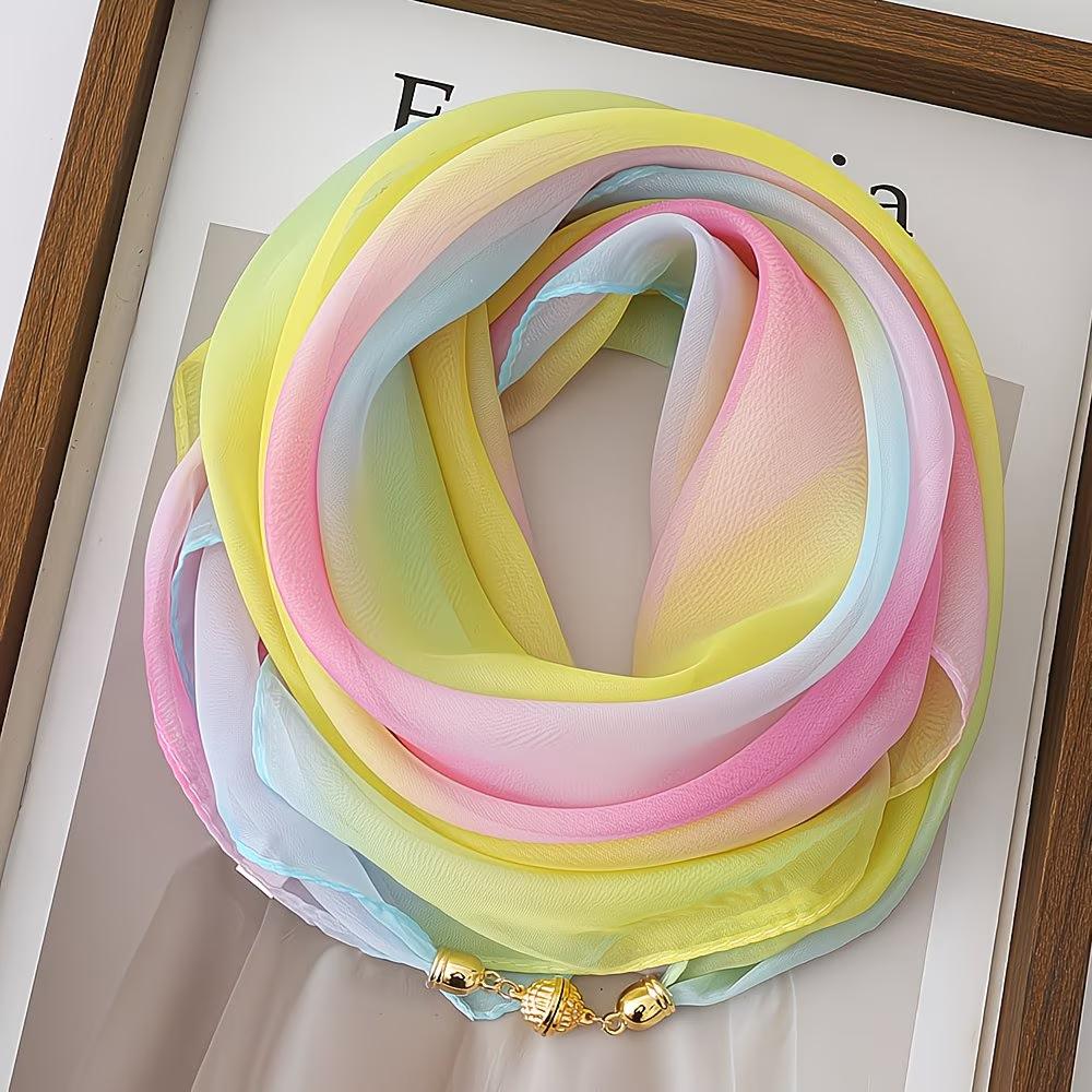 1 Piece Lightweight Rainbow Gradient Gold Ball Magnetic Scarf, Fashionable Shirt Accessory, All-Season Wear, Perfect Gift for Wife and Mother