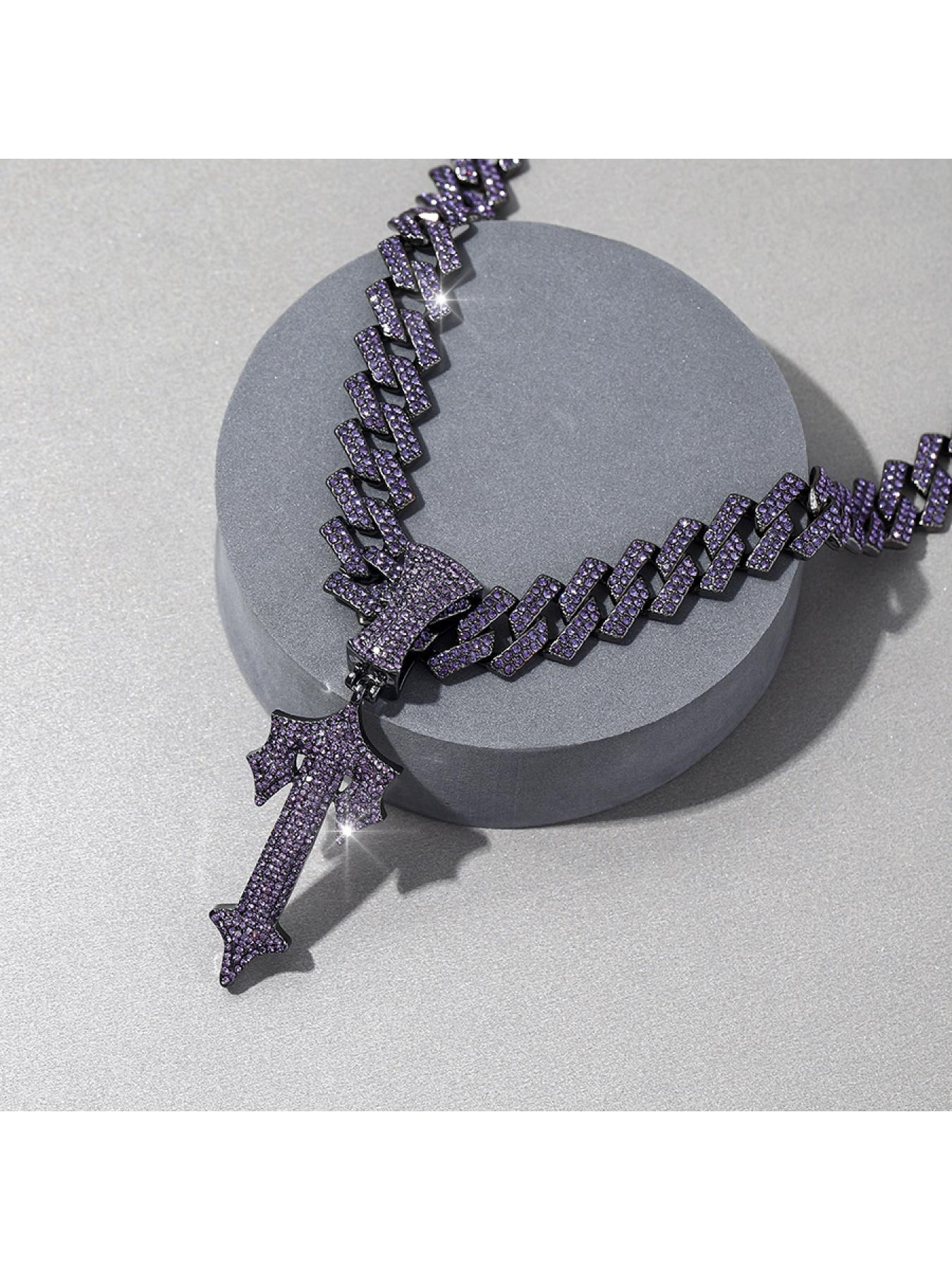 Purple large sword pendant, European and American hip-hop style alloy men's sword necklace