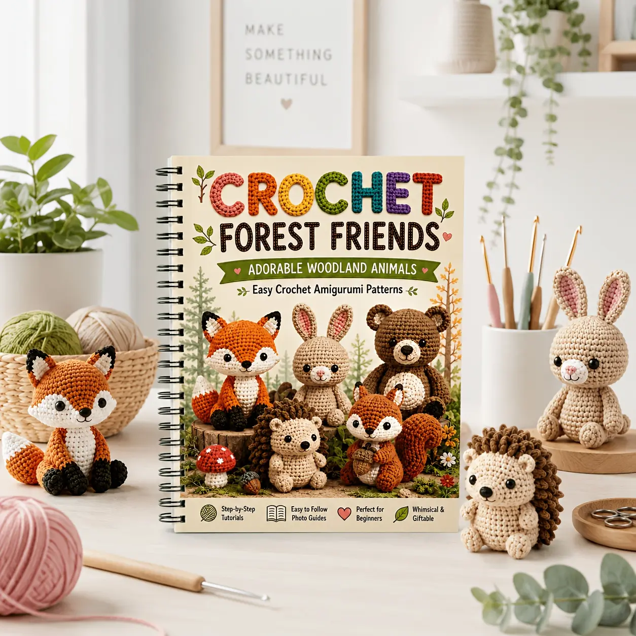 Forest Animal Crochet Tutorial Notebook, Beginner-Friendly DIY Learning Book, Perfect for Yarn Craft Enthusiasts, Handmade Doll Guide