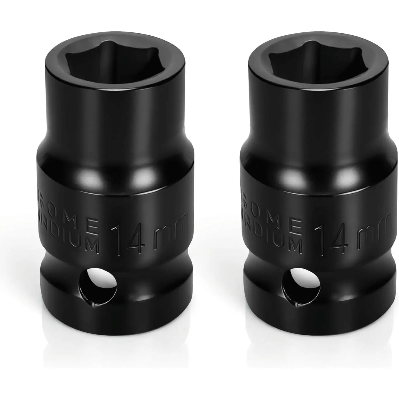 2 count 14mm  Socket 1/2" Drive, 6 Point Metric Shallow Socket, CR-V Steel Heavy Duty  Wrench Socket for Automotive Repair