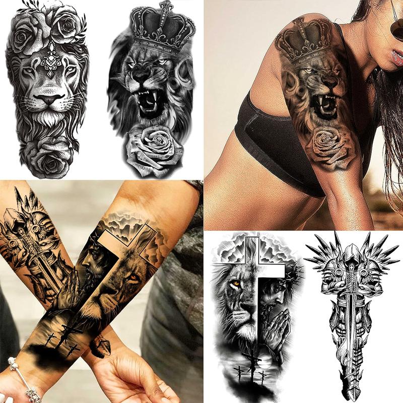 20 Large Temporary Tattoos Featuring Greek Mythology, 8 Full Arm Maori Warrior Compass Designs Aesthetic Tattoo Merch, Perfect for Adults Men Women Arms Legs, Temporary Tattoo Kit, Tattoo Stickers