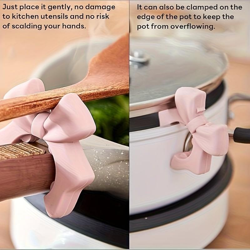 Cute Bow Silicone Spatula Holder, Space-Saving Kitchen Organizer, Heat Resistant, Scratch-Resistant, Compatible with All Stoves, Tableware