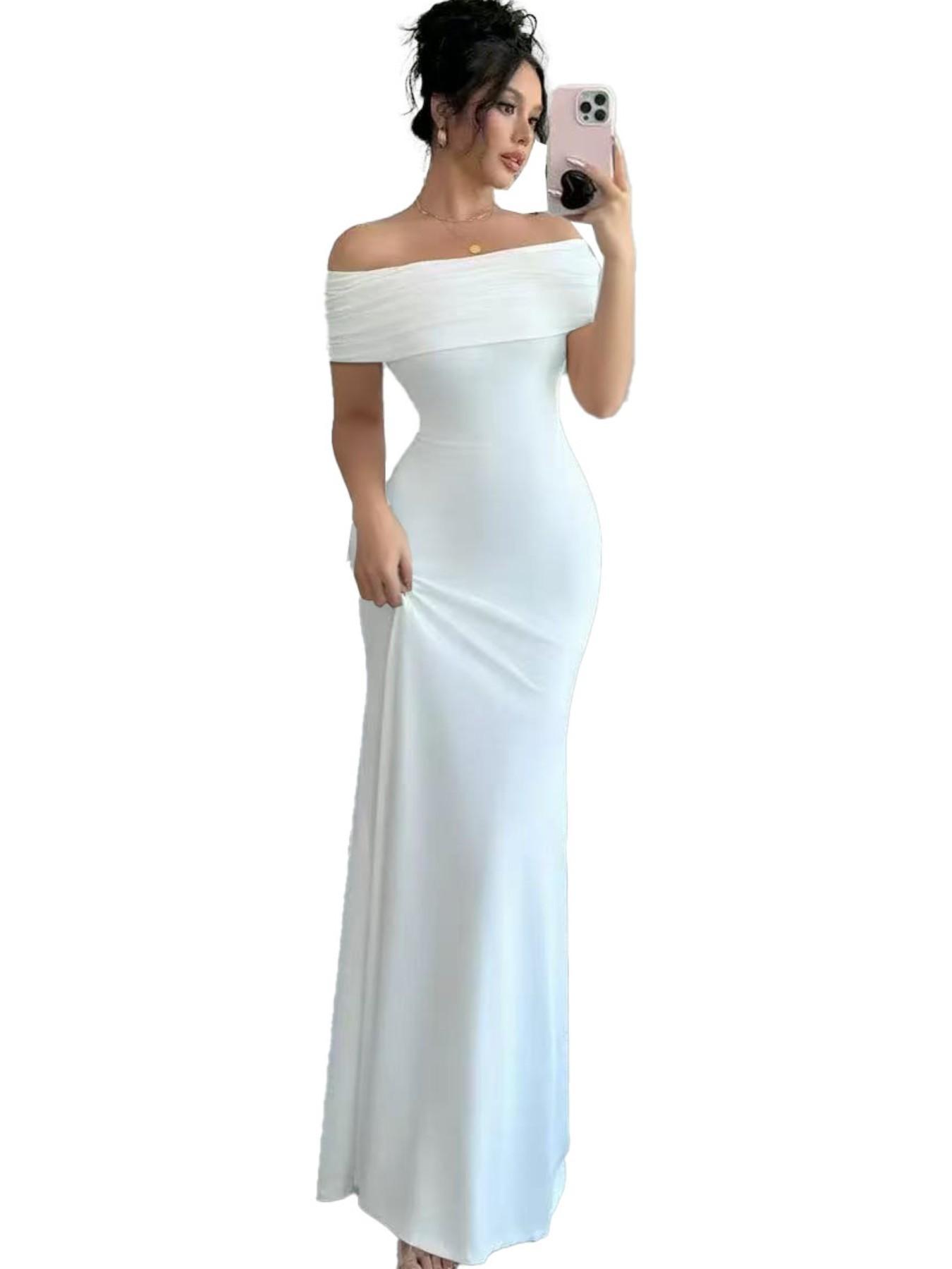 Summer Sleeveless One-Shoulder Dress, Fashion Slim Fit Elegant Lady Sexy Bodycon Dress, Women's Stylish Summer Clothing