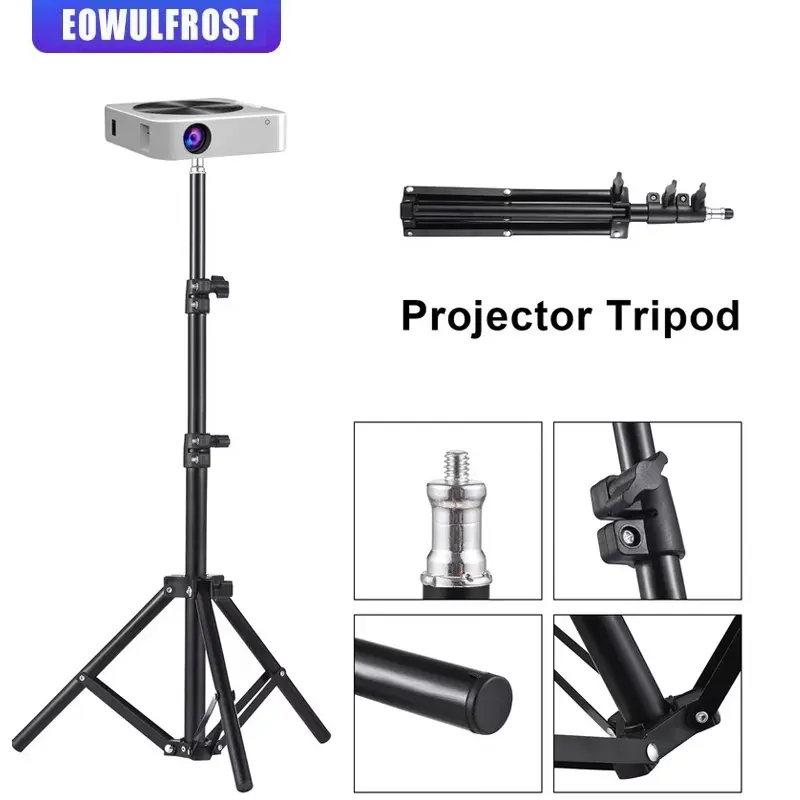 Portable Projector Stand, 120cm Retractable Universal Floor Tripod, Adjustable 1/4 Screw Mount for Cameras & Traveling Devices