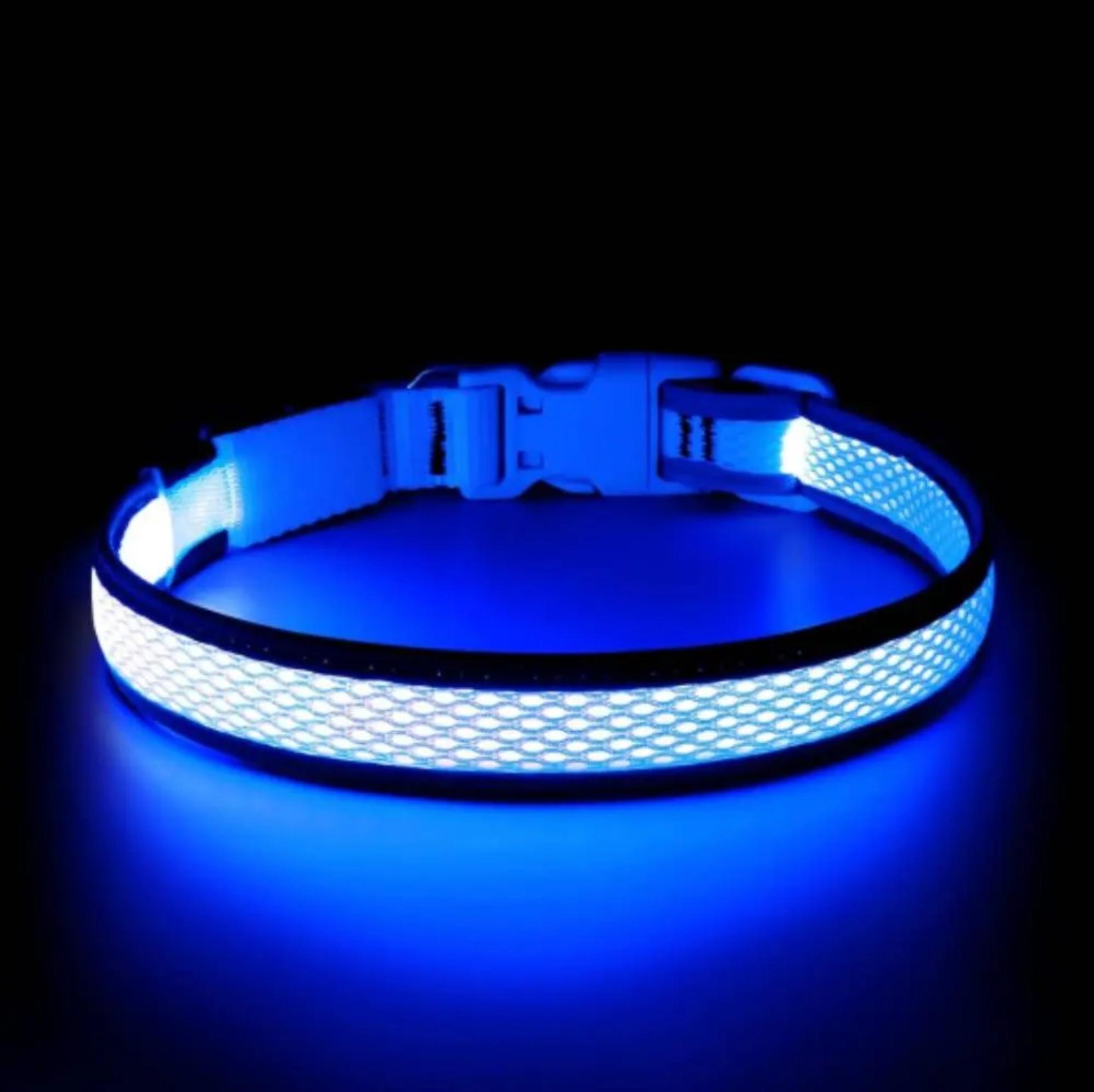 LED Light Up Dog Collar, USB Rechargeable Luminous Safety Collar, Adjustable Soft Mesh for Small Medium Large Dogs S‑L