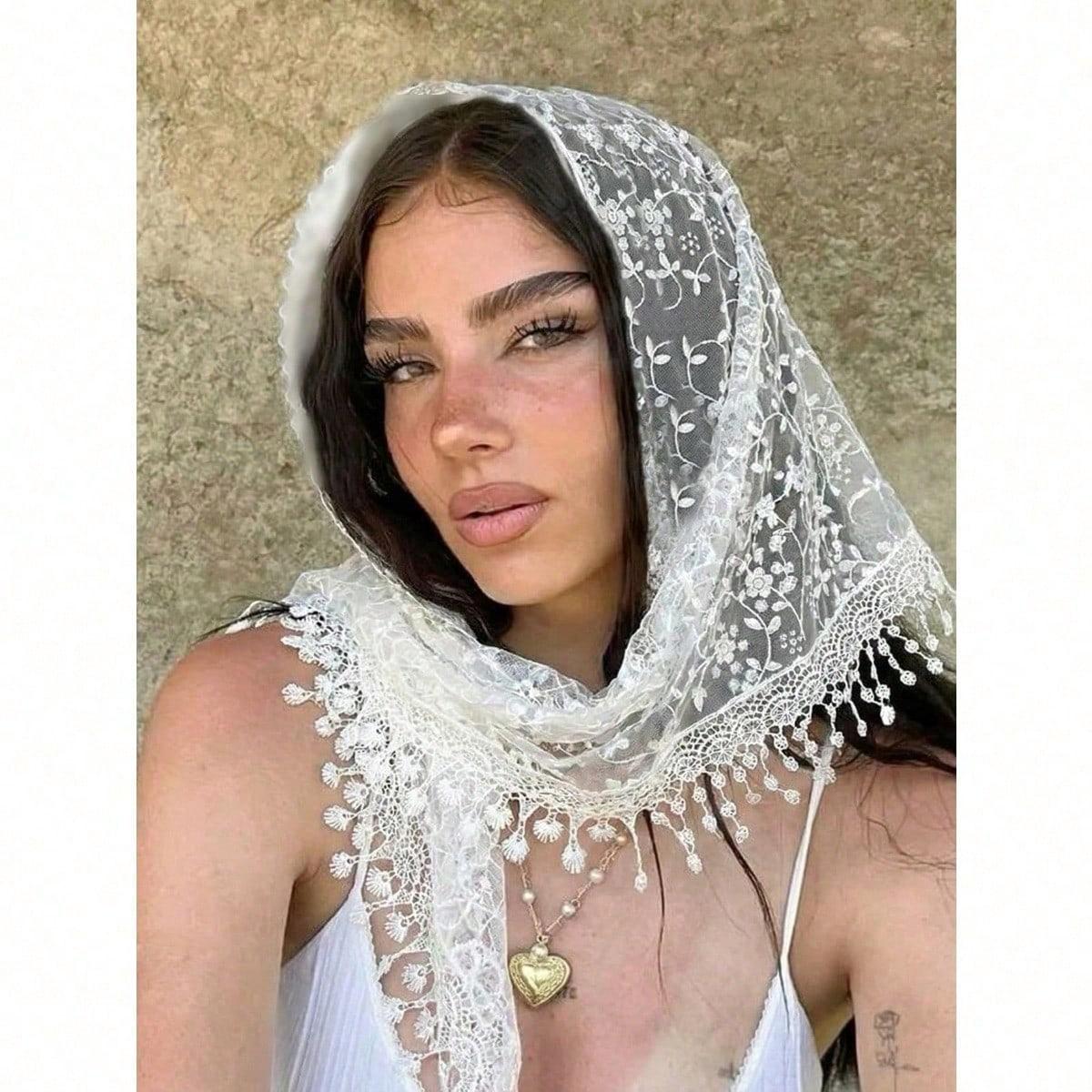 2026 New Floral Lace Scarf, 2-In-1 Scarf & Headscarf, Lightweight Breathable for Women, Wedding Party Formal Events, Mother’s Day Gift