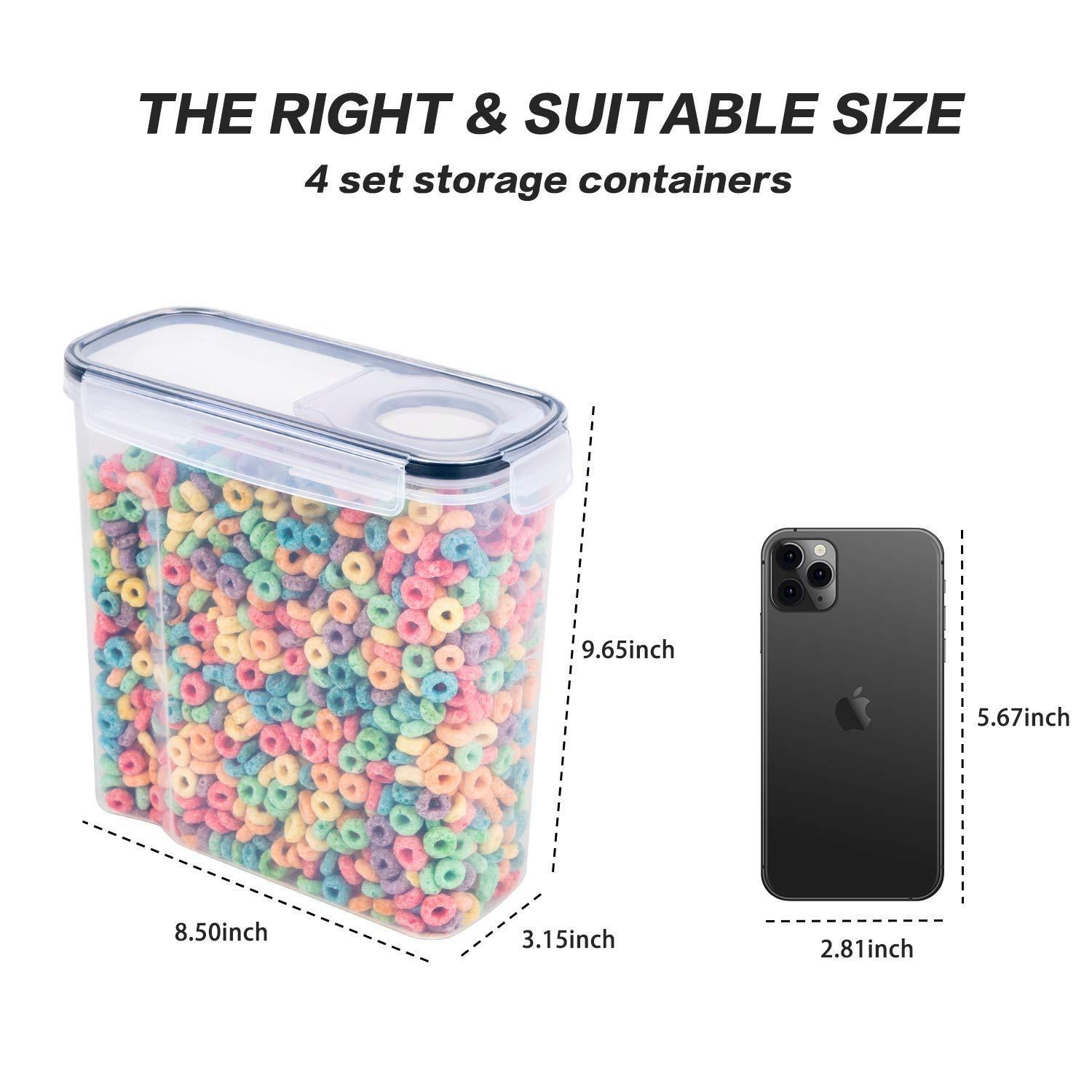 Airtight Food Storage Container Set with Lids, 4L Capacity, Ideal for Kitchen Pantry Organization, Includes Labels and Marker