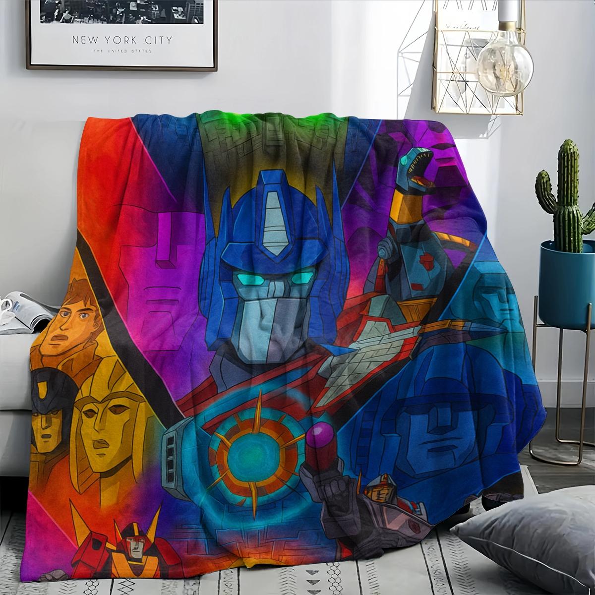 Transformers Cybertron Legend Plush Blanket, Luxurious Soft Warm Multifunctional Throw for Sofa Bed Car Office Camping, All-Season Gift