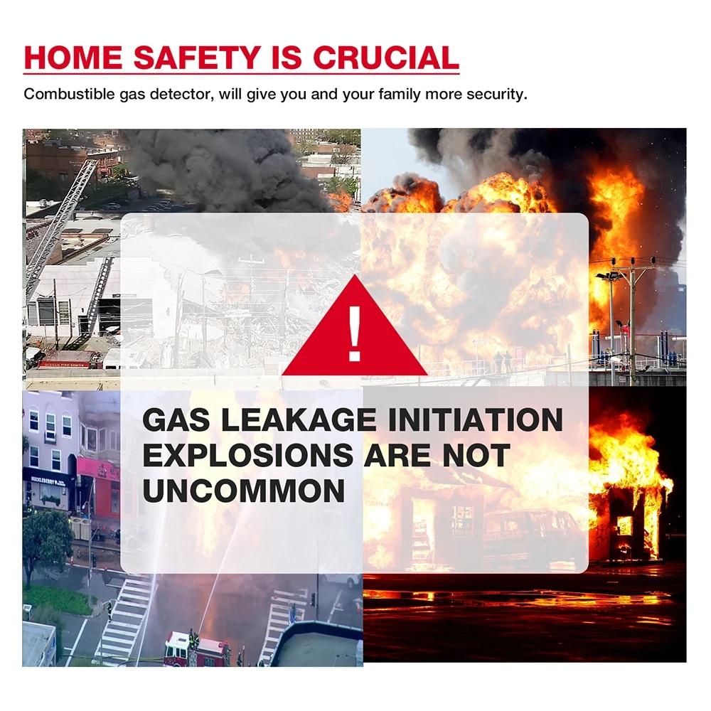 Ht59 Gas Leak Detector with Sound and Visual Alarm, Portable Natural Gas Detector for Methane Propane Home Use