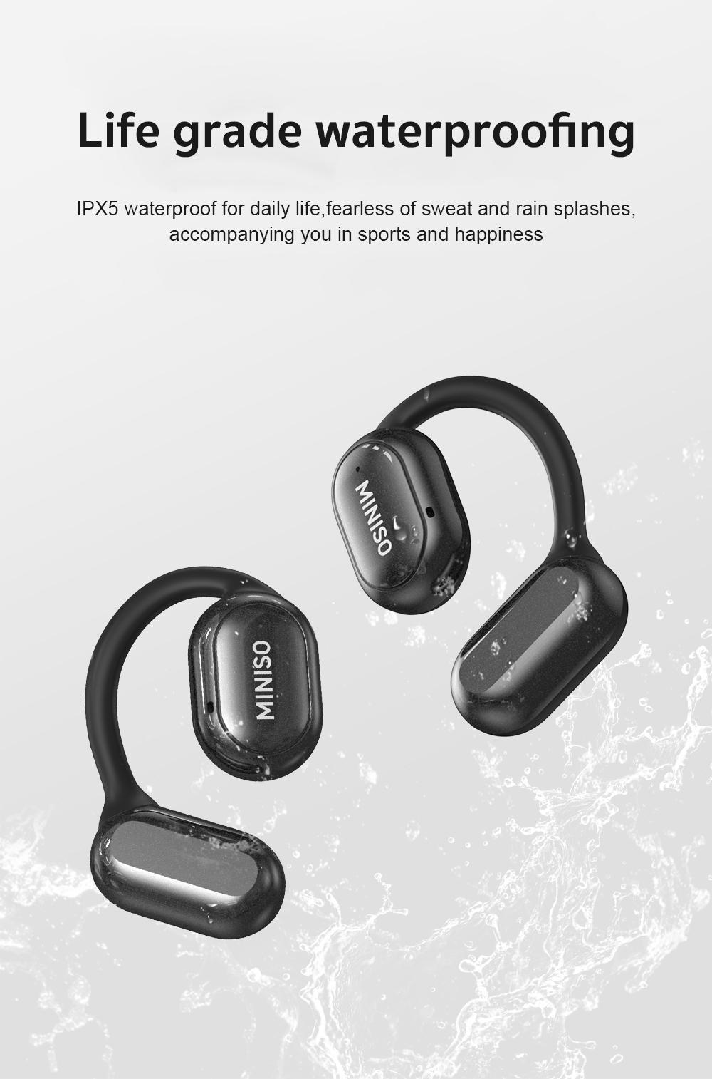 MINISO X30 OWS Open Ear Bluetooth Earbuds HIFI Sound Quality IPX5 Waterprooof Wireless Headphones Touch Control Built-in Mic Hearphones
