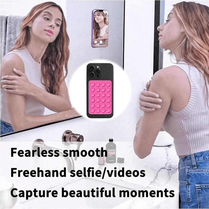 3 Pack Silicone Suction Cup Phone Mount Sticker Strong Adhesion Reusable Washable Stick on Phone Grip Holder Compatible with All Phones Smooth Surfaces