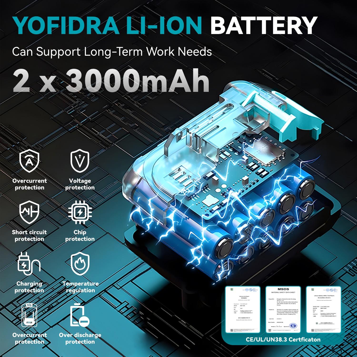 Yofidra Cordless Hammer Drill SDs Max Portable Electric 1500W 3J Impact Power 2-in-1 Demolition Hammer Chisel with 2x 3.0Ah Batteries Heavy Duty Handle Hardware drill Industrial Tool Kit Tool Box power tools Yofidra Cordless Hammer Drill SDs Max Portable Electric 1500W 3J Impact Power 2-in-1 Demolition Hammer Chisel with 2x 3.0Ah Batteries Heavy Duty Handle Hardware drill Industrial Tool Kit Tool Box power tools