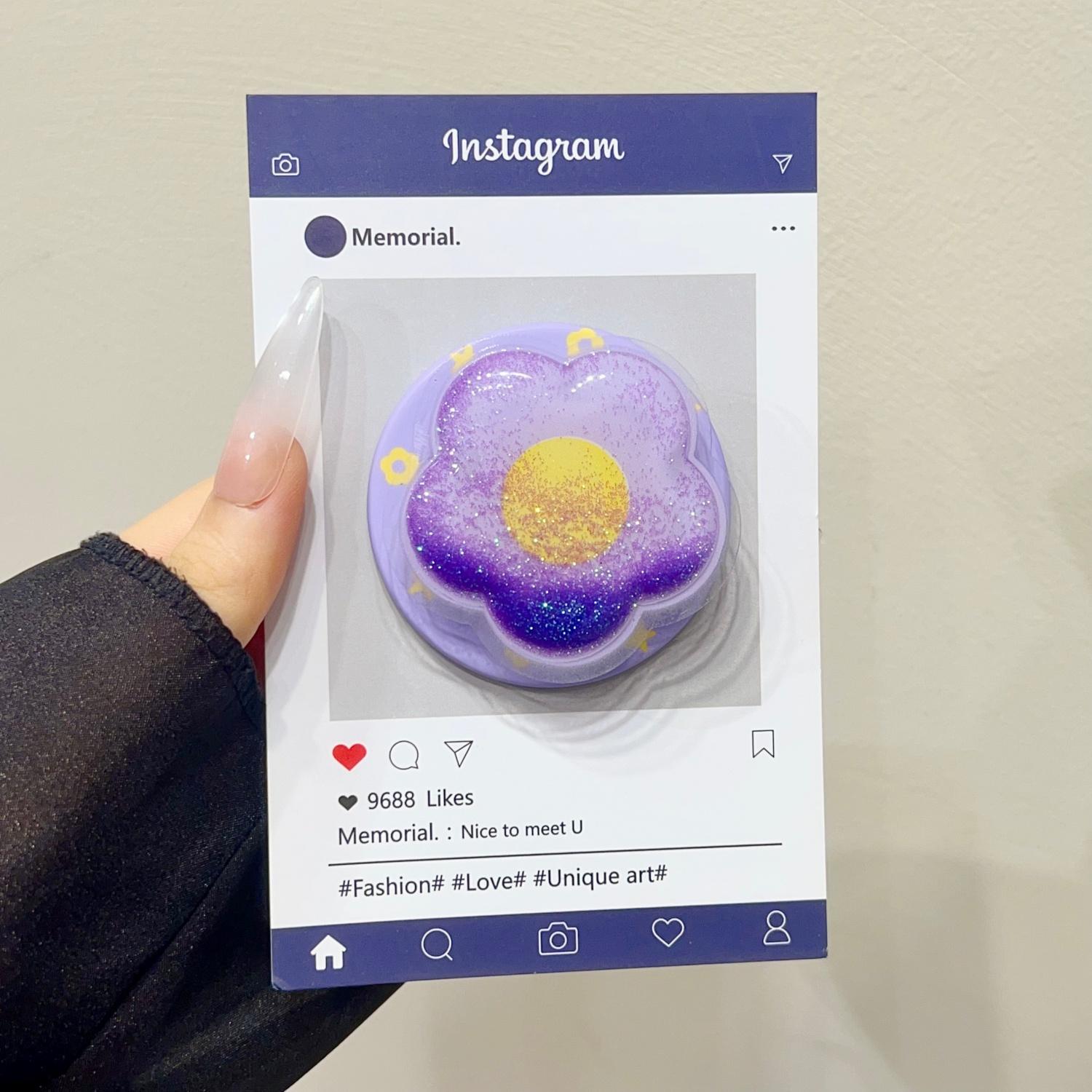 Magnetic Push-Pull Phone Stand, Sand Star Flash Style, High-End Shaking Magnetic Holder, Adjustable Stable Desktop Support, Flower Design, Magnetic Phone Grip