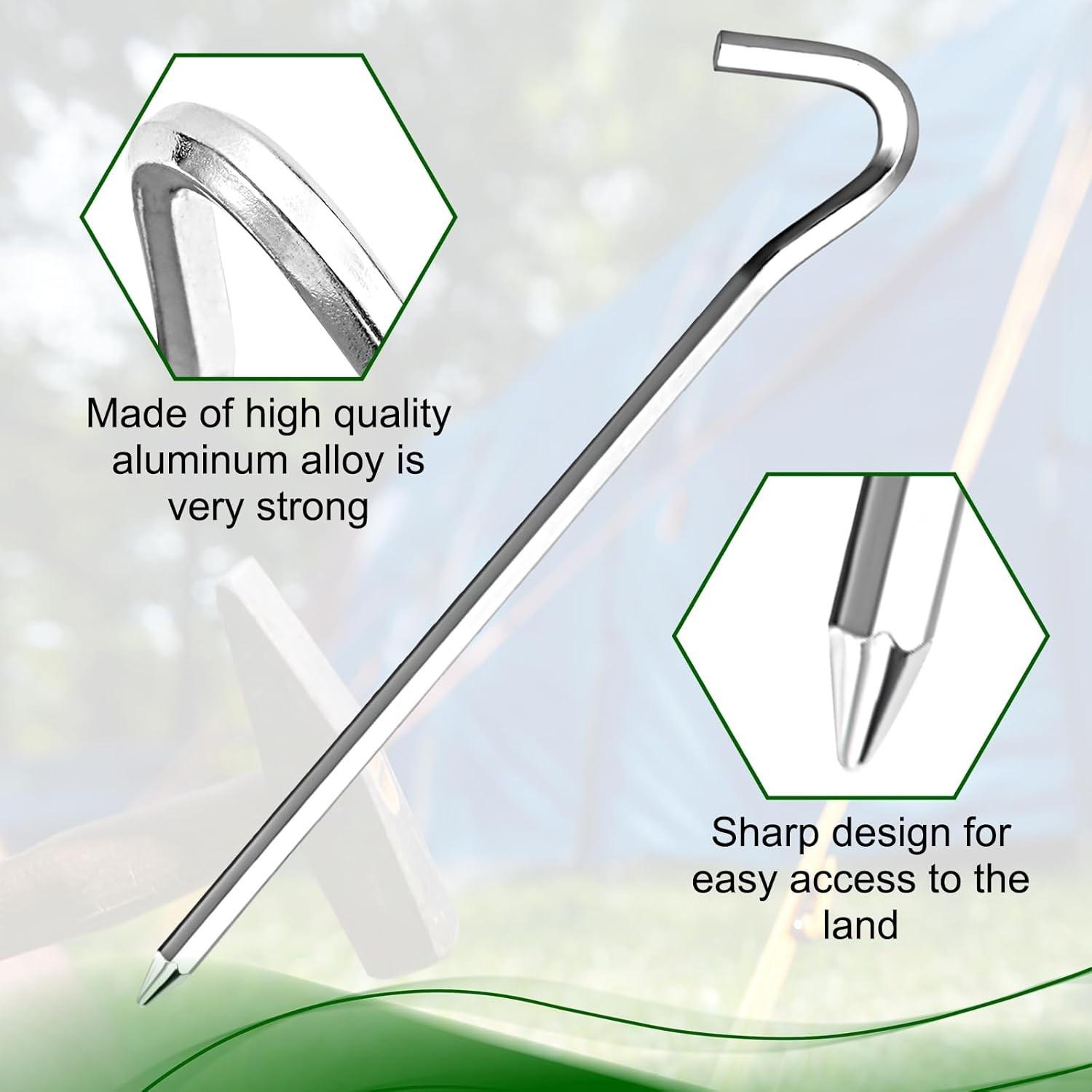 Lightweight Tent Pegs Campsite Ground Nails, 18cm Aluminum Alloy Shelter Tent Stakes, Durable & Portable Camping Accessory