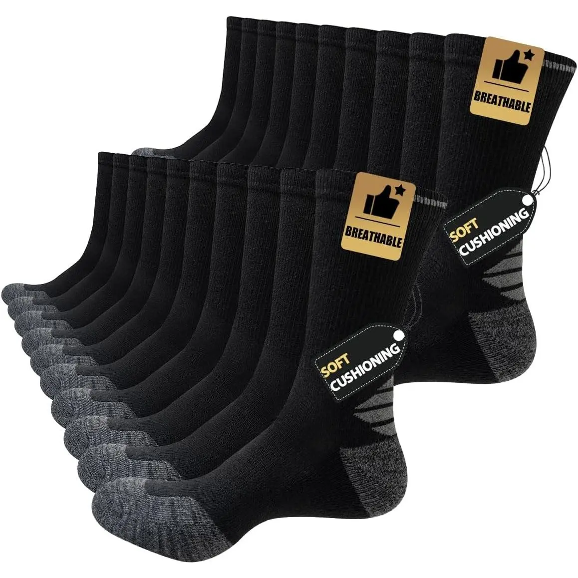 5/10 Pairs Mens Lightweight Long Cushion Work Socks Casual Breathable Crew Athletic Socks for Workout SportsGift