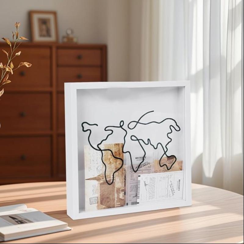 Ticket Storage Box Postcard Souvenir Money Box Map Frame Coin Bank Ticket Holder Display Case Collectible Ornament Small Size 20cm X Cm Large Size 30cm X 30cm