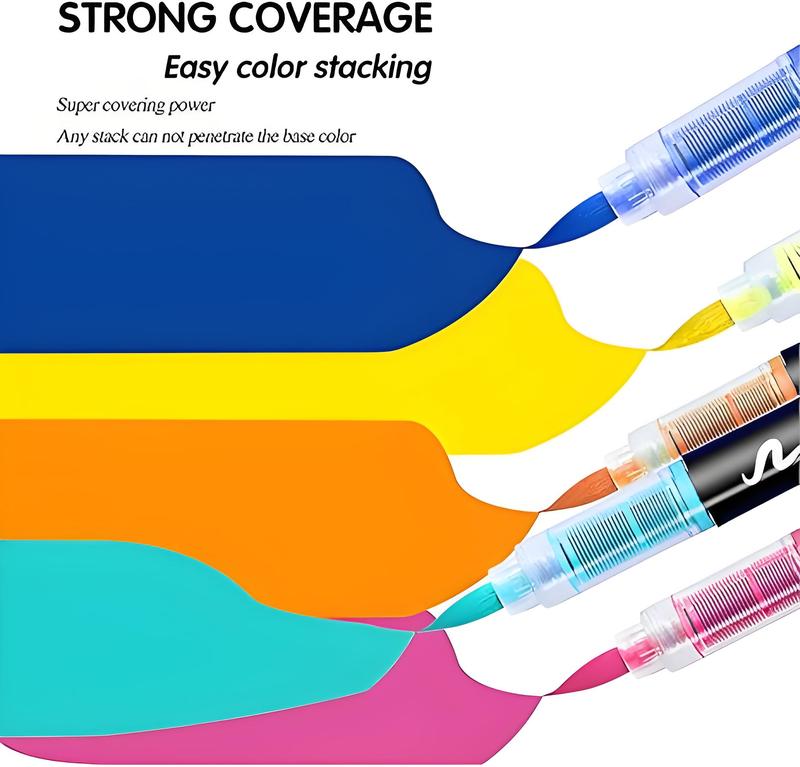 Acrylic Brush Marker Pen 36 Colors PCS , 1 Set Waterproof Pen with Soft Brush Nib, Art Paint Marking Set for Glass Stone Wood Plastic Paper