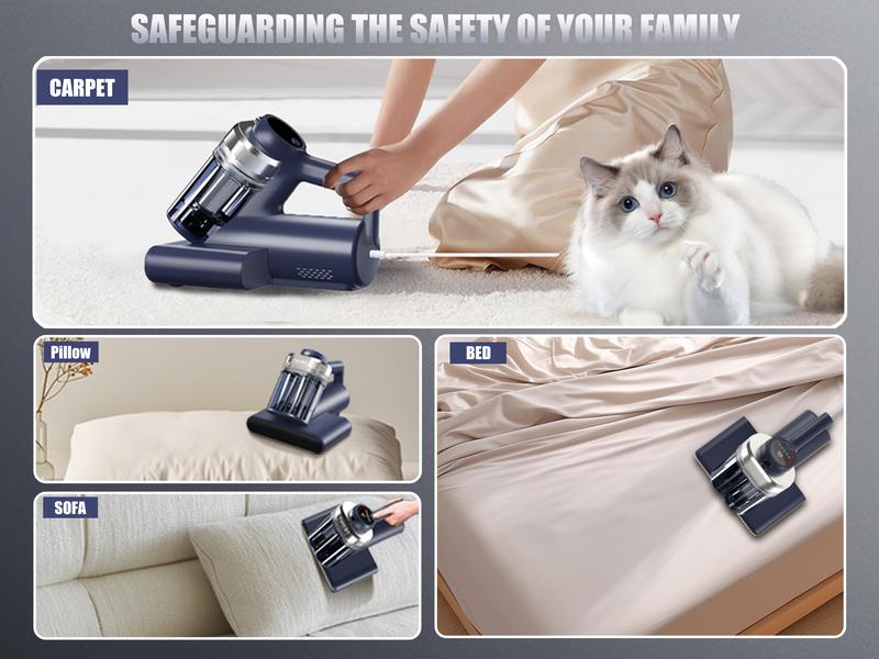 Teant Mattress Vacuum Cleaner for Dust Mites Removal, 16Kpa Powerful Suction, UV-C Light & 149°F Hot Air Sterilization, with Aroma Tablet & LED Display, Double-Cup Handheld Vacuum with HEPA Filter for Bed Couch SofaCarpet steam cleaner Lightweight