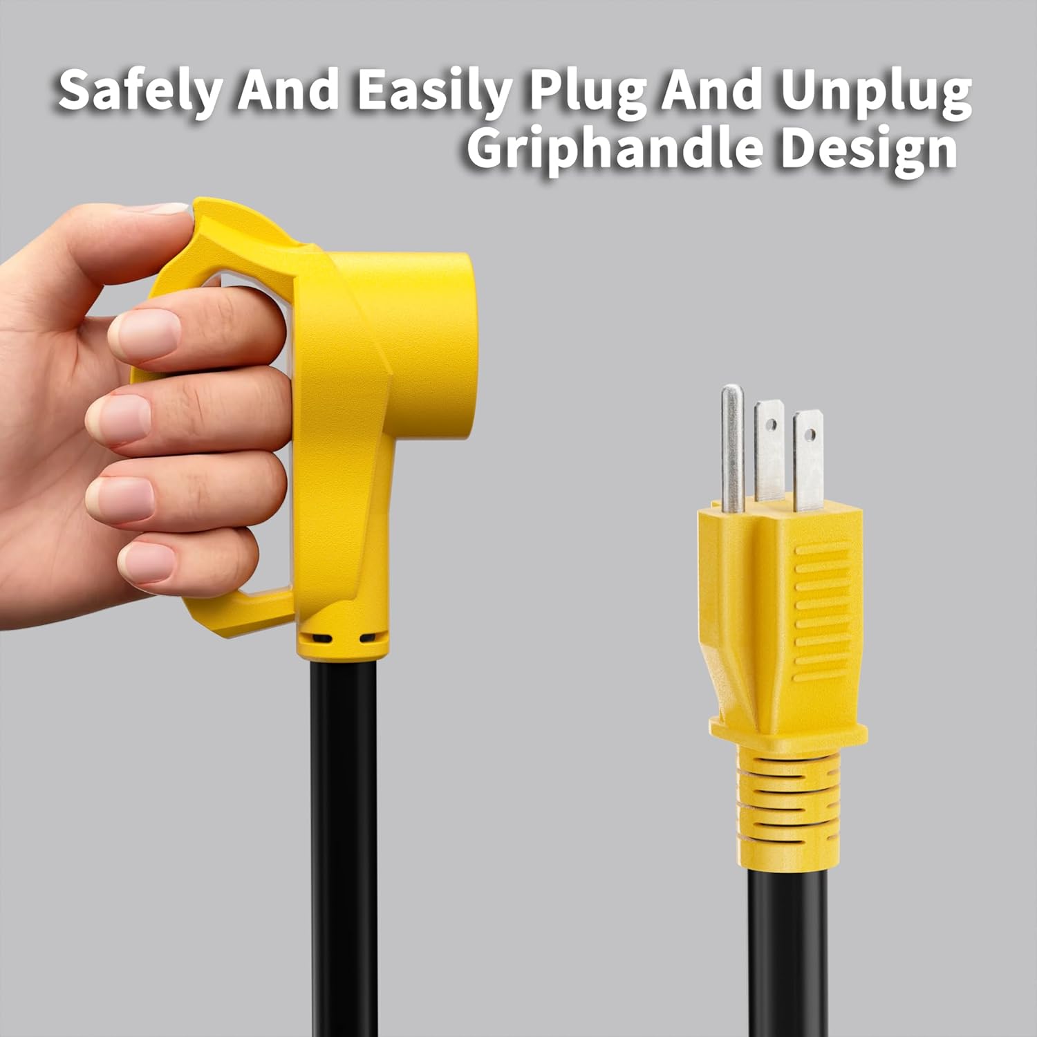 30 Amp to 110 Rv Adapter 3 Prong 12 Inch, NEMA 5-15P Male to NEMA TT-30R Female, Heavy Duty RV Electrical Adapter Cord for Camper, STW 10AWG 15A 125V 1875W, Yellow, ETL Listed