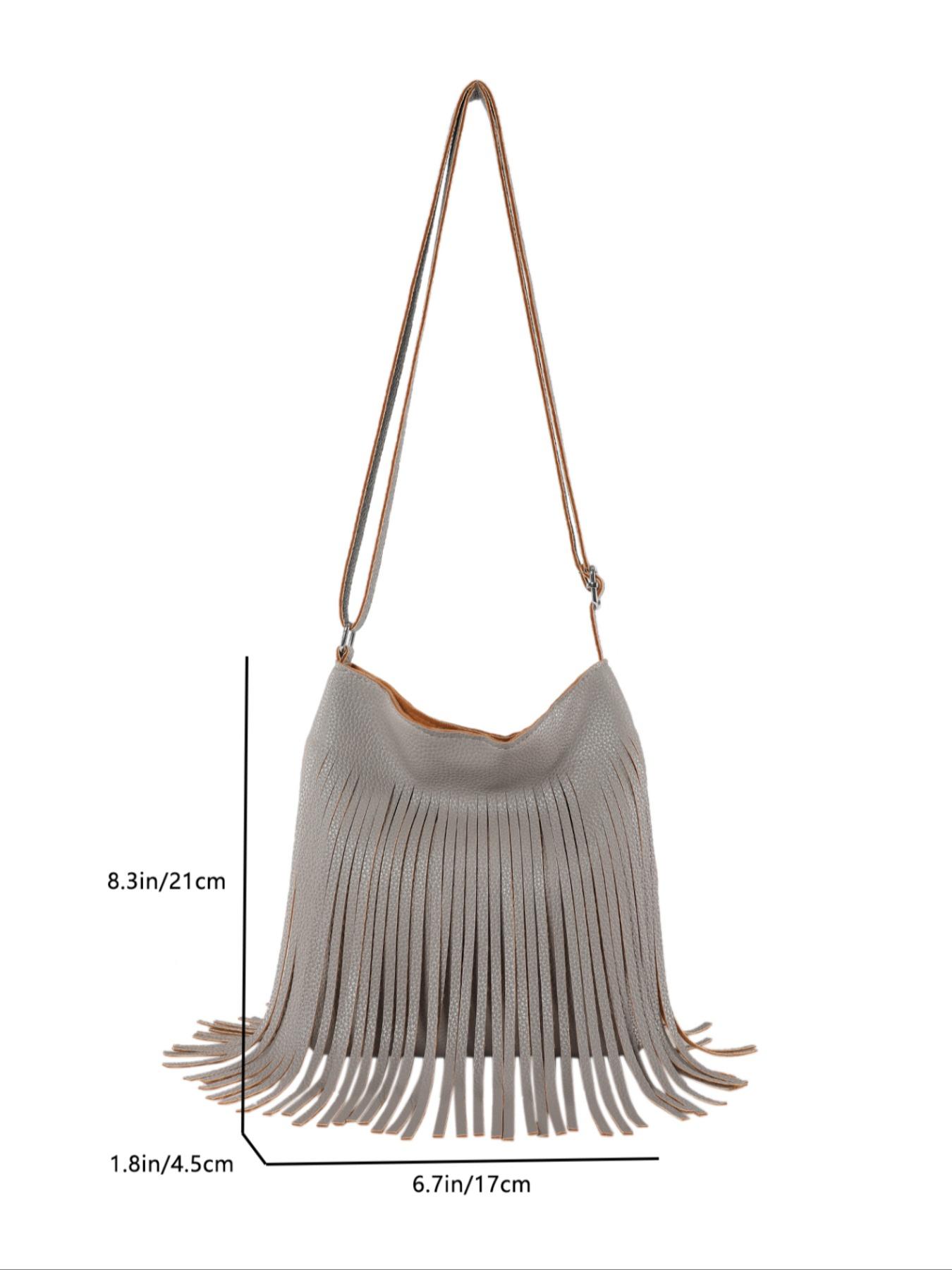 Women's Boho Tassel Decorated Crossbody Bag, Bohemian Pu Leather Shoulder Bag for Daily Used, Casual Trendy Versatile High-quality Daily Commuting Bag, Bags Crossbody, Purse Women, Girl Fashionable Shopping Bag, Summer Hobo, Boho Style Crossbody