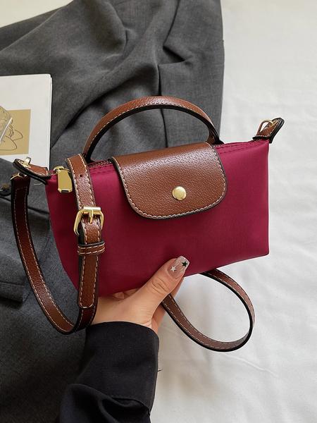 Simple retro contrast color shoulder handbag, metal snap embellishment adjustable shoulder strap crossbody bag, Crossbody Purses, fashionable and versatile, small and exquisite, suitable for daily outings, dates, etc.