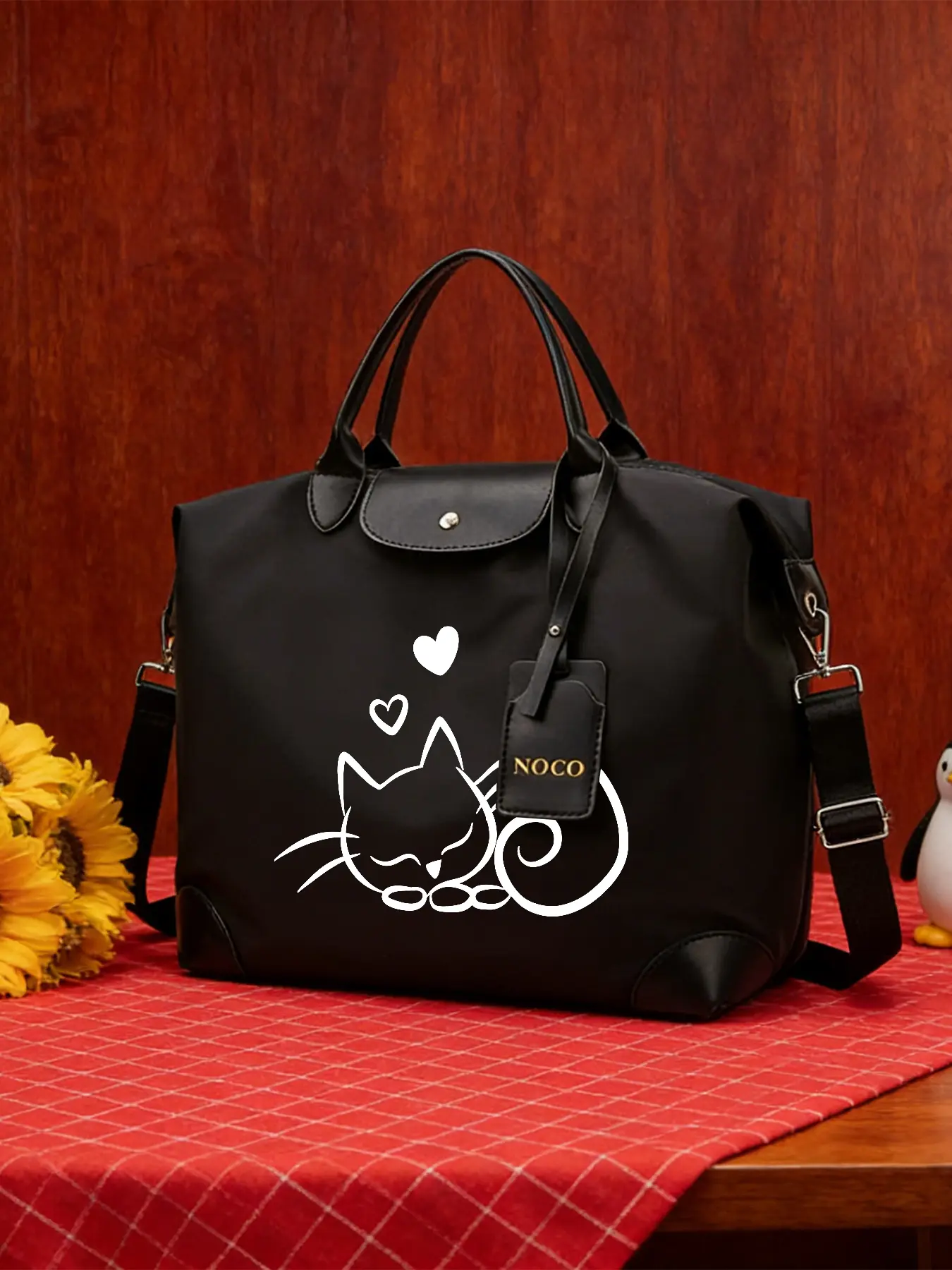 Cute Sleeping Cat Pattern Crossbody Bag, Stylish Tote Bag, Casual Shoulder Bag, Large‑capacity Handbag, Adjustable Shoulder Strap, Wearable As Crossbody or Hand‑held, Suitable for Work and Daily Commuting, An Ideal Gift.