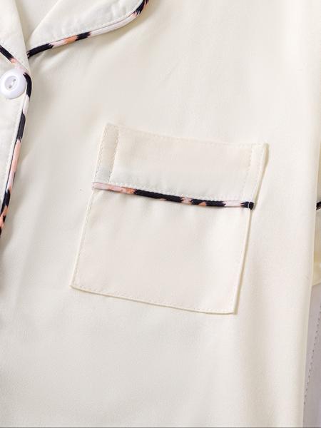 Children's 2-piece pajamas set, new style with short sleeves and shorts with a collar and pockets, fashionable pajamas, Casual Comfy Pajama, beautiful, comfortable soft pajamas, suitable for girls of middle and large size