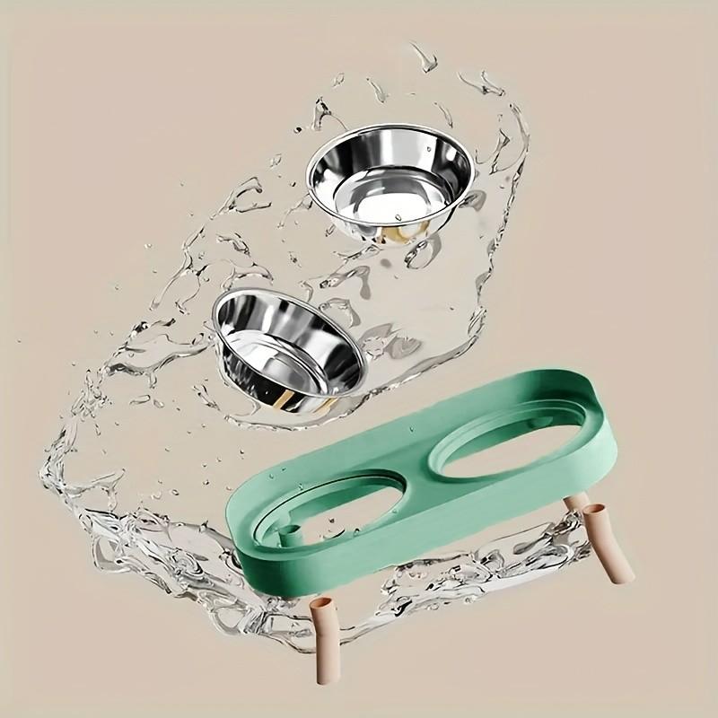 Cat Feeder 2-In-1, Stainless Steel Non-Slip Dual Bowl, Easy Clean, Multiple Colors, Perfect Gift, Anti-Tip Pet Food and Water Dish