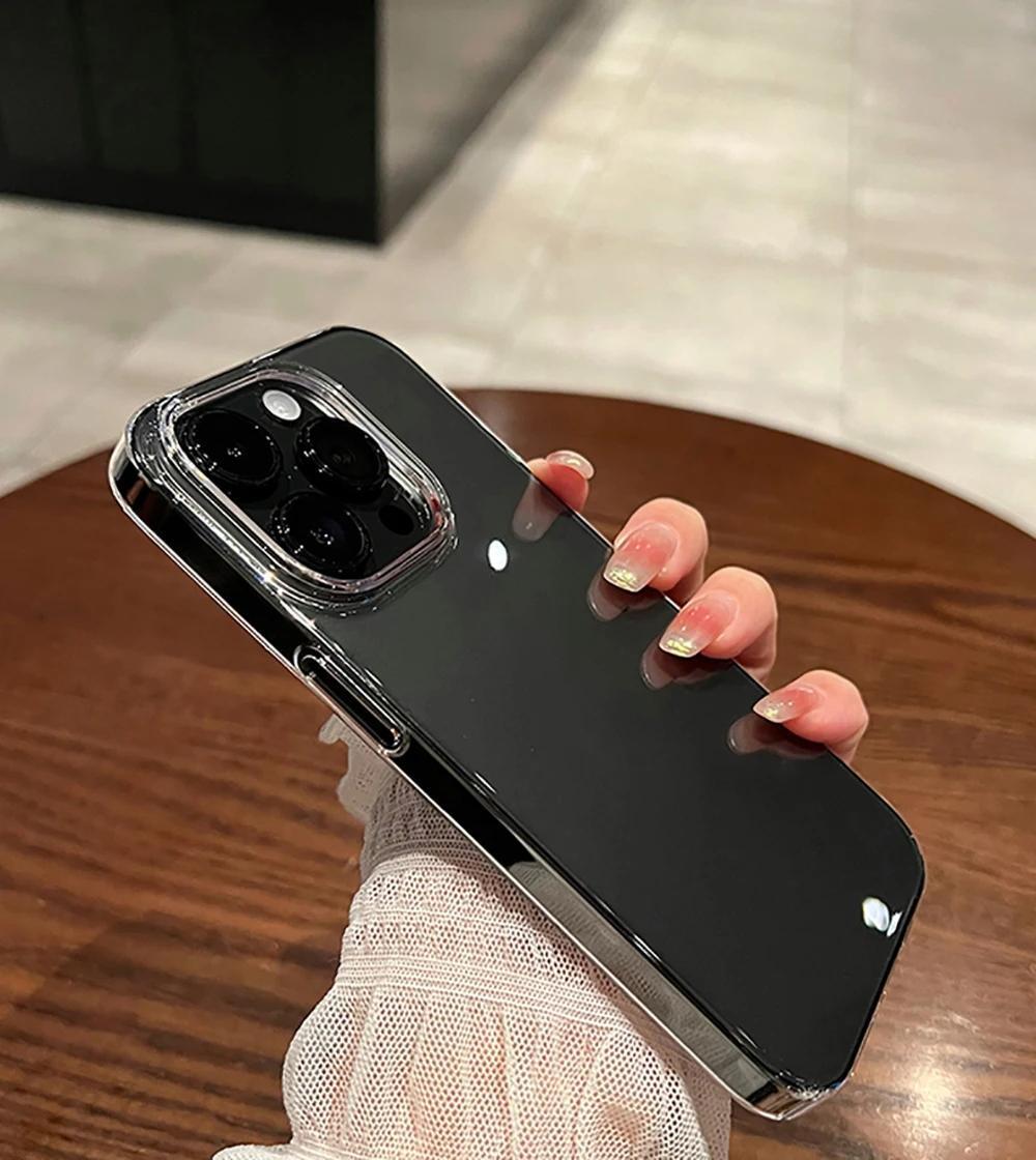 Hard Luxury Shockproof Clear Bumper Cases For iPhone 16 15 14 13 12 11 Pro Max Plus Transparent Acrylic Phone Cover Accessories Cellphone Protection ip16 Tempered Glass Protective Casing