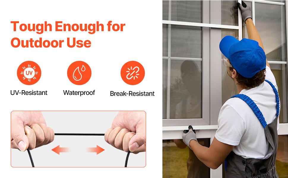 VEVOR Window Screen Spline, 100 ftx 0.125 in Window Screen Retainer Spline, PVC Window and Door Screen Spline, Hollow Serrated Screen Holder Spline, for Window Door Screen Repair and Replacement