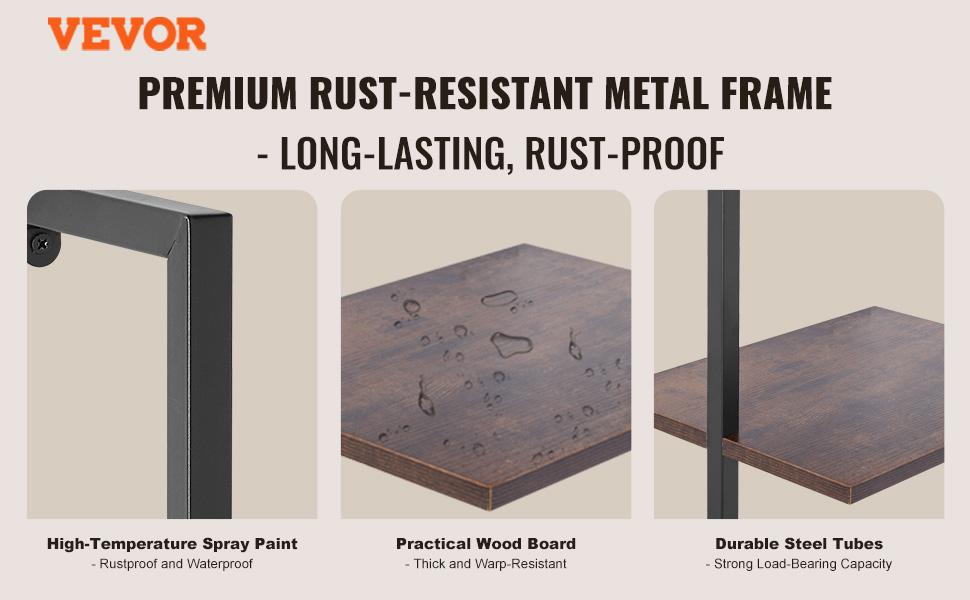 VEVOR Ladder Shelf, 5-Tier Bookshelf 15.6x11.8in, Open Wall-Mounted Ladder Shelf with Metal Frame, Storage Rack Sundries Holder for Kitchen Bedroom Bathroom Living Room, Black