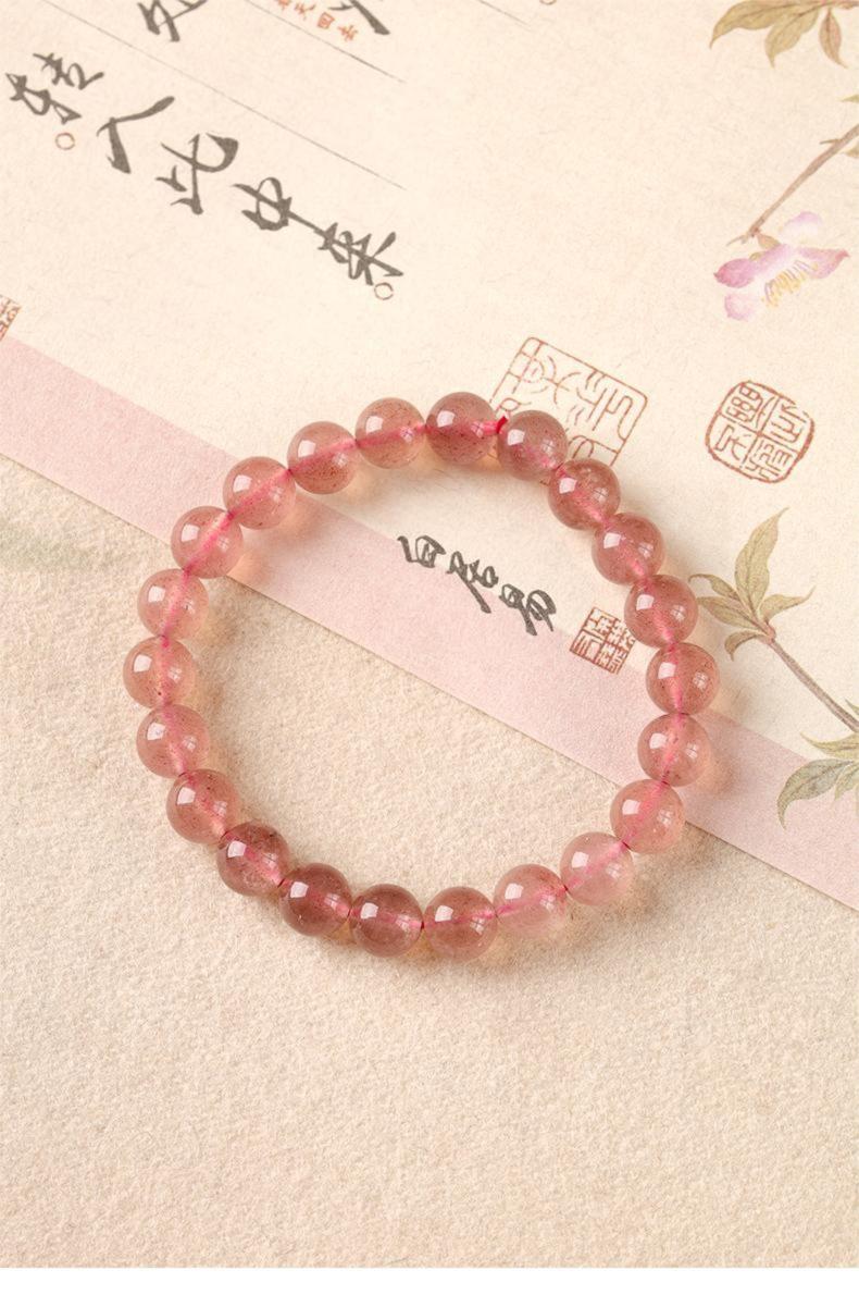 [Love Knocks Door] crystal bracelet, strawberry quartz single strand, unisex, daily wear gift, natural stone, love romance symbol