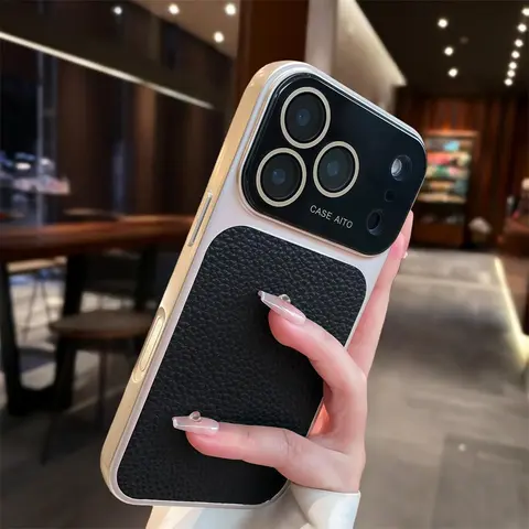 High-Quality Leather Cellphone Case - Shockproof Soft Shell Accessory for iPhone 18 Pro Max, 17 Pro Max, 16 Handheld Devices with All-Inclusive Camera Lens Protection