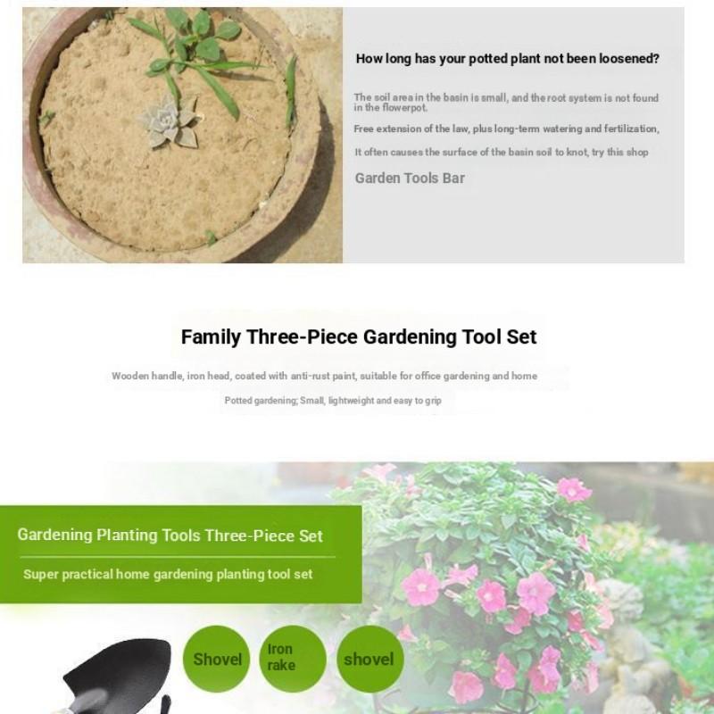3-Piece Garden Tool Set, Small Shovel Tools for Home Gardening, Planting Vegetables, Flower Potting, Soil Loosening, Iron Spade 3-Piece Garden Tool Set, Small Shovel Tools for Home Gardening, Planting Vegetables, Flower Potting, Soil Loosening, Iron Spade
