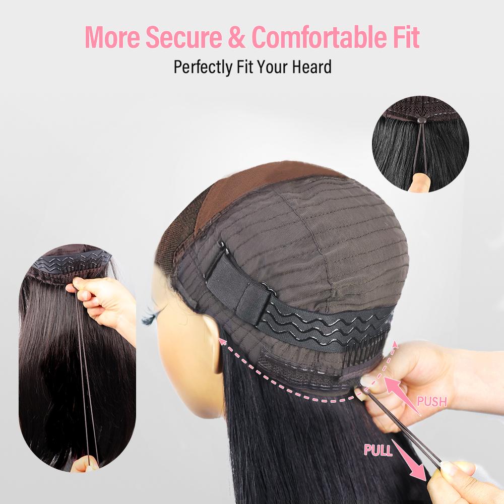 Drawstring Wigs 13x6 Glueless Lace Wig Pre Everything Ear to Ear HD Lace Skin Melted Brazilian Silky Straight Deep Wave Human Hair Wigs 180% Full Density Glueless Ready to Wear Wigs For Women