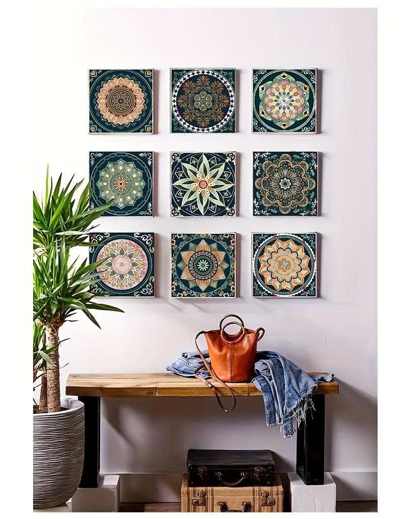 24pcs Waterproof Self-Adhesive PVC Moroccan Tile Stickers, 3.94 Inch, Tile Wall Stickers, Kitchen Living Room Bathroom Decor, Moisture-Proof, Easy Installation